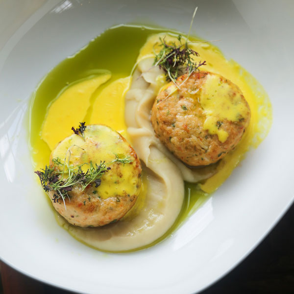Crab & Rock Shrimp Cakes with Mango Sauce