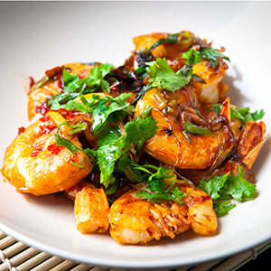 Shareable Meals | Grilled Shrimp with Kiwi & Prickly Pear Gastrique by Scott Mullen, Executive Chef, Shenandoah Crossing Resort,