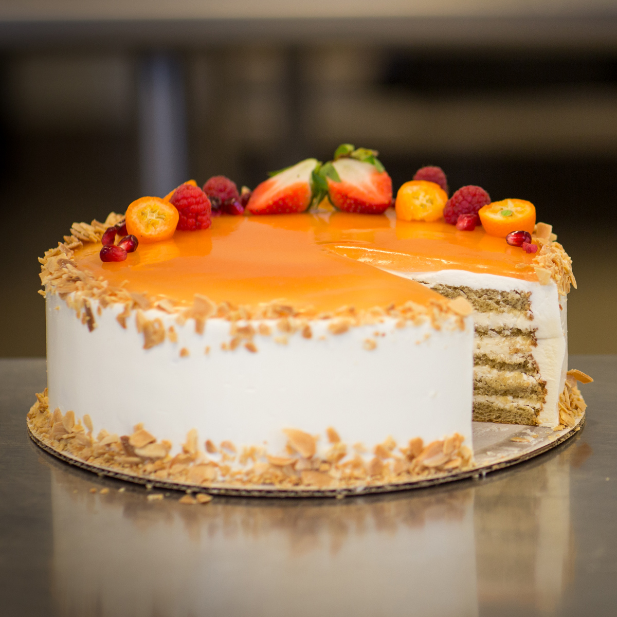 Pink Guava Spice Cake with Rum Simple Syrup and Swiss Buttercream