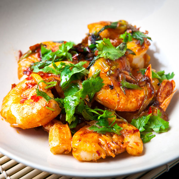 Grilled Shrimp with Kiwi & Prickly Pear Gastrique