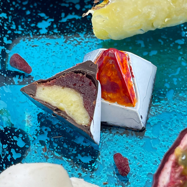 Lava Flow Confection with Passion Colada Buttercream and El Corazon Gelée