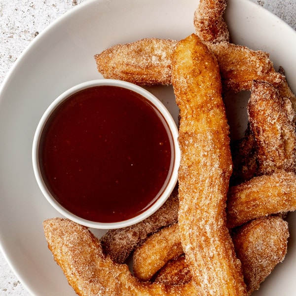 Churros with Red Jalapeño Ganache