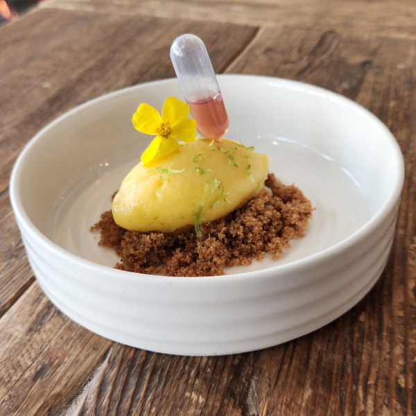 Photo Credit: Chef Ben Diaz Plate to Palate: Mango Sorbet with Bacon Tajin & Strawberry Rose Water by Chef Ben Diaz | 📷: Chef Ben Diaz